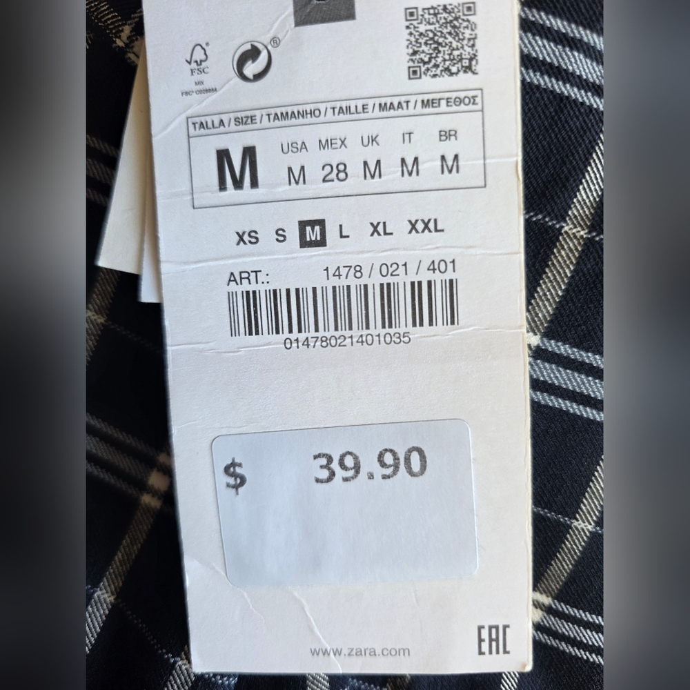 Zara Plaid Trouser Sz M - Picture 8 of 8